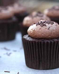 Chocolate Chocolate Cupcakes. Chocolate Cupcakes topped with a rich chocolate buttercream by Sugar Salt Magic