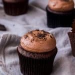 These Double Chocolate Cupcakes are totally dreamy. The perfect easy moist chocolate cupcake recipe topped with a dark chocolate ganache frosting.