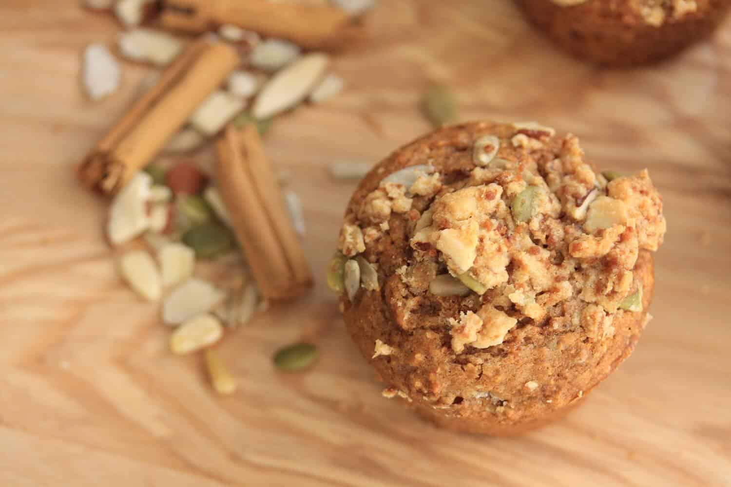 Trail Mix Cinnamon Muffins by Sugar Salt Magic. A healthier version which are tender and moist and all natural