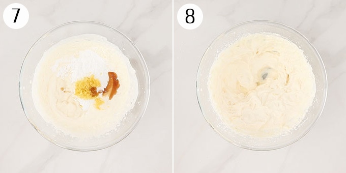 2 photos showing how to make Lemon ricotta cream