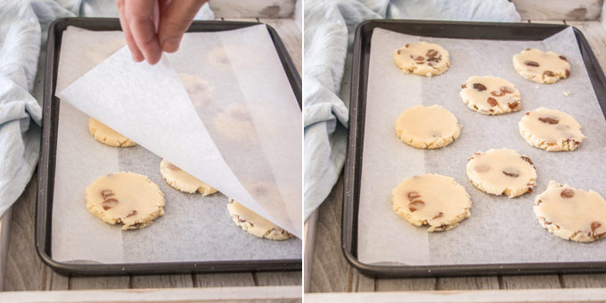 Showing the flattened cookies
