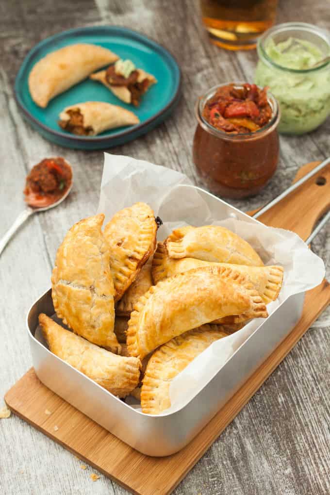 Spicy Pulled Pork Empanadas. Spicy and full of flavour, the pulled pork is encased in a thin flaky pastry
