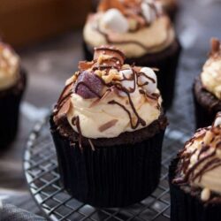 Loaded Rocky Road Cupcakes - Perfect Chocolate Cupcake, Dark Chocolate Ganache and Whipped Vanilla Buttercream Frosting