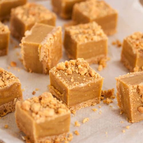 Pumpkin Pie Fudge - the cosy flavours of fall in a silky, smooth fudge with a crunchy base #Autumn #fall