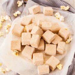 Butter Popcorn Easy Fudge has all the flavour of butter popcorn and fudge in one and not a piece of popcorn in sight. This is an easy fudge recipe with a fun flavour.