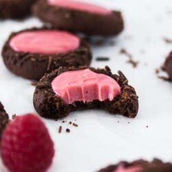 These scrumptious Chocolate Raspberry Thumbprint Cookies start with a simple chocolate cookie dough baked and filled with a jewel centre of raspberry ganache.