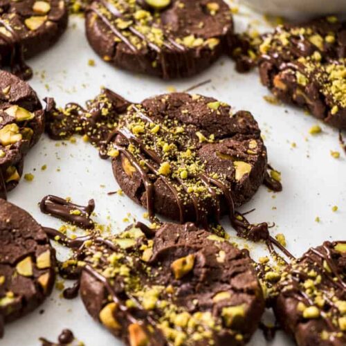 Chocolate Pistachio Cookies are simple slice and bake cookies that you can store in your freezer, then simply bake when required. A great holiday or anytime cookie.