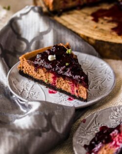 This Baked Chocolate Cheesecake with Blackberry Compote is an easy chocolate cheesecake recipe that’s tastes sublime and is simple to make. Tangy, creamy and totally melt in your mouth.