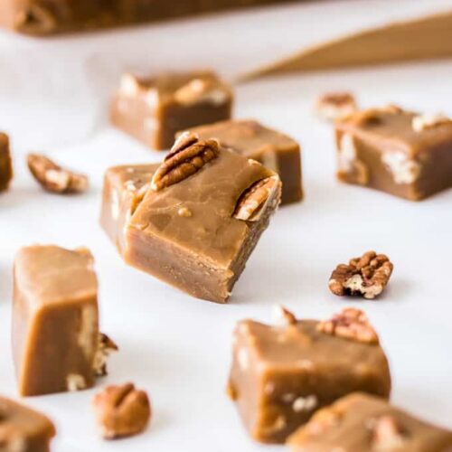This Pecan Butterscotch Fudge, also known as penuche fudge, is a simple fudge recipe combining brown sugar and pecans. Fudge like this makes wonderful edible gifts for the holiday season too.