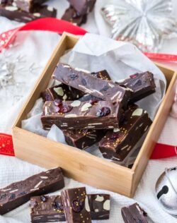 This Christmas Fudge recipe combines the easiest fudge recipe I know and tastes like Christmas pudding. It makes the perfect Christmas food gift for your loved ones too