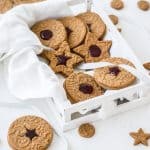 These Jam Filled Speculaas cookies (also known as speculoos cookies) are crunchy, full of warming spices and easy to make. They’re sandwiched together with strawberry jam and make the perfect Christmas cookie.