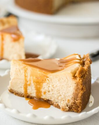 This Baked Salted Caramel Cheesecake recipe is a combination of simple caramel sauce and an easy baked cheesecake. Rich, indulgent and no tricky steps.