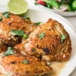 This Lime Chilli Coconut Chicken is one of those easy chicken dinners that tastes amazing and takes 30 minutes or less. Chicken pieces with a golden, crispy skin in a coconut milk sauce.