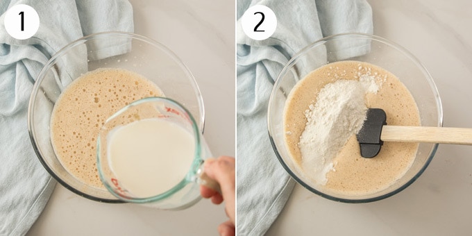 A collage showing how to mix batter for easy vanilla cupcakes