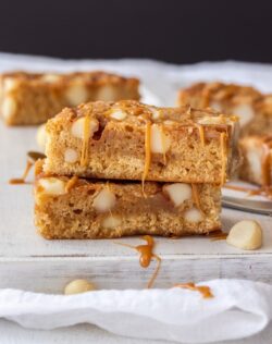 Two blondies stacked on top of each other