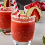 So refreshing on a warm day, this Frozen Moscato Strawberry Daiquiri is incredibly simple to make. Sweet, fruity and ice cold,this easy cocktail recipe is perfect when you're throwing a party too.
