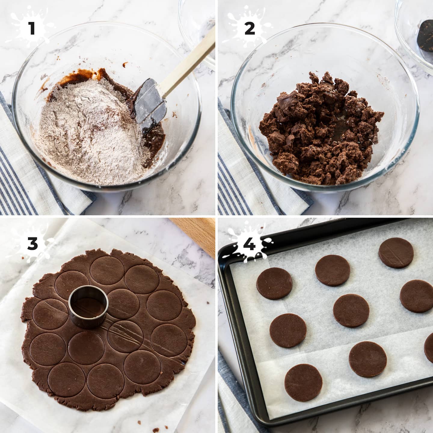 The steps for making chocolate cookie dough