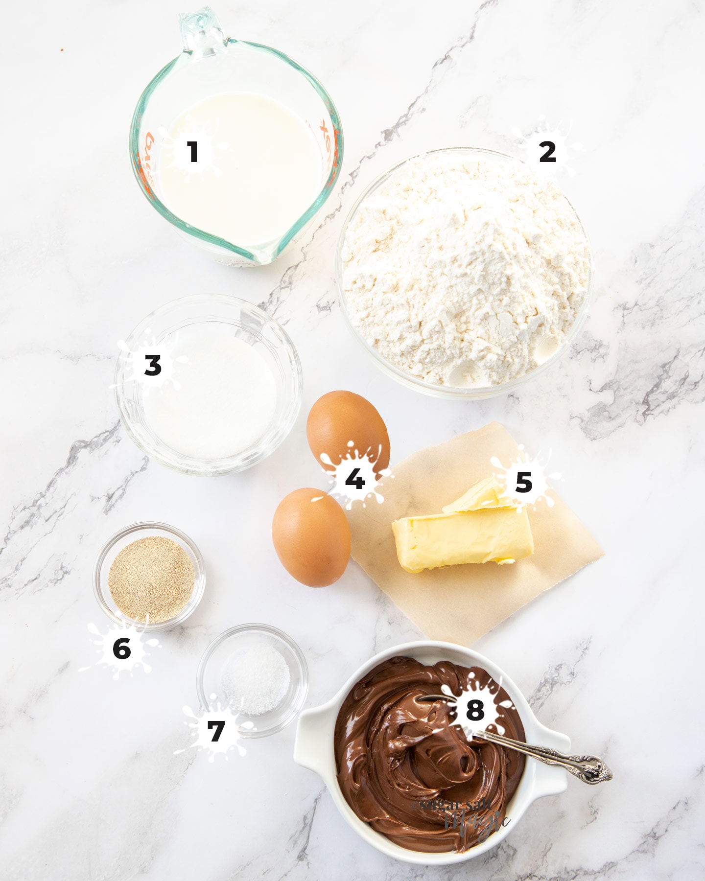 Ingredients for nutella star bread