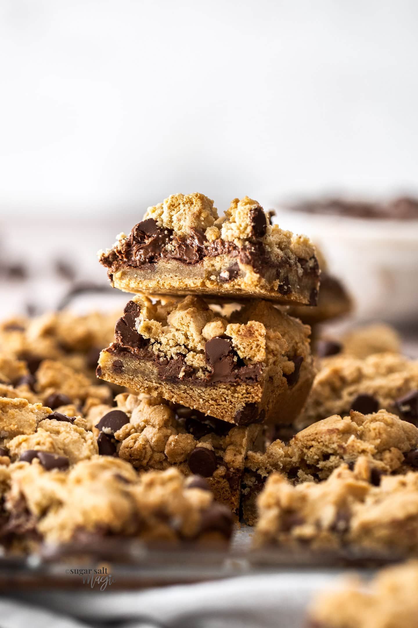 A stack of chocolate chip nutella bars.