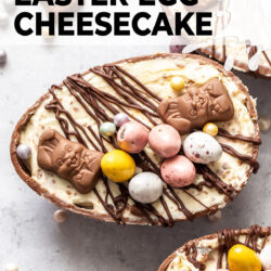 Top down view of an Easter egg cheesecake.