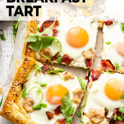 Closeup of two slices of breakfast tart.