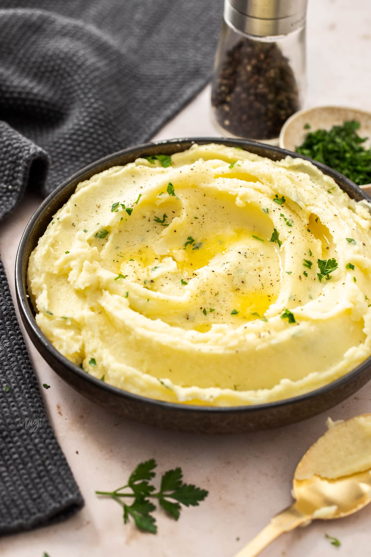 Creamy mashed potato in a bowl.