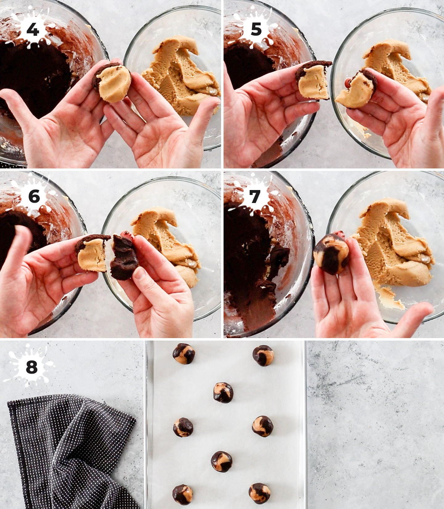 A collage showing how to shape the cookies.