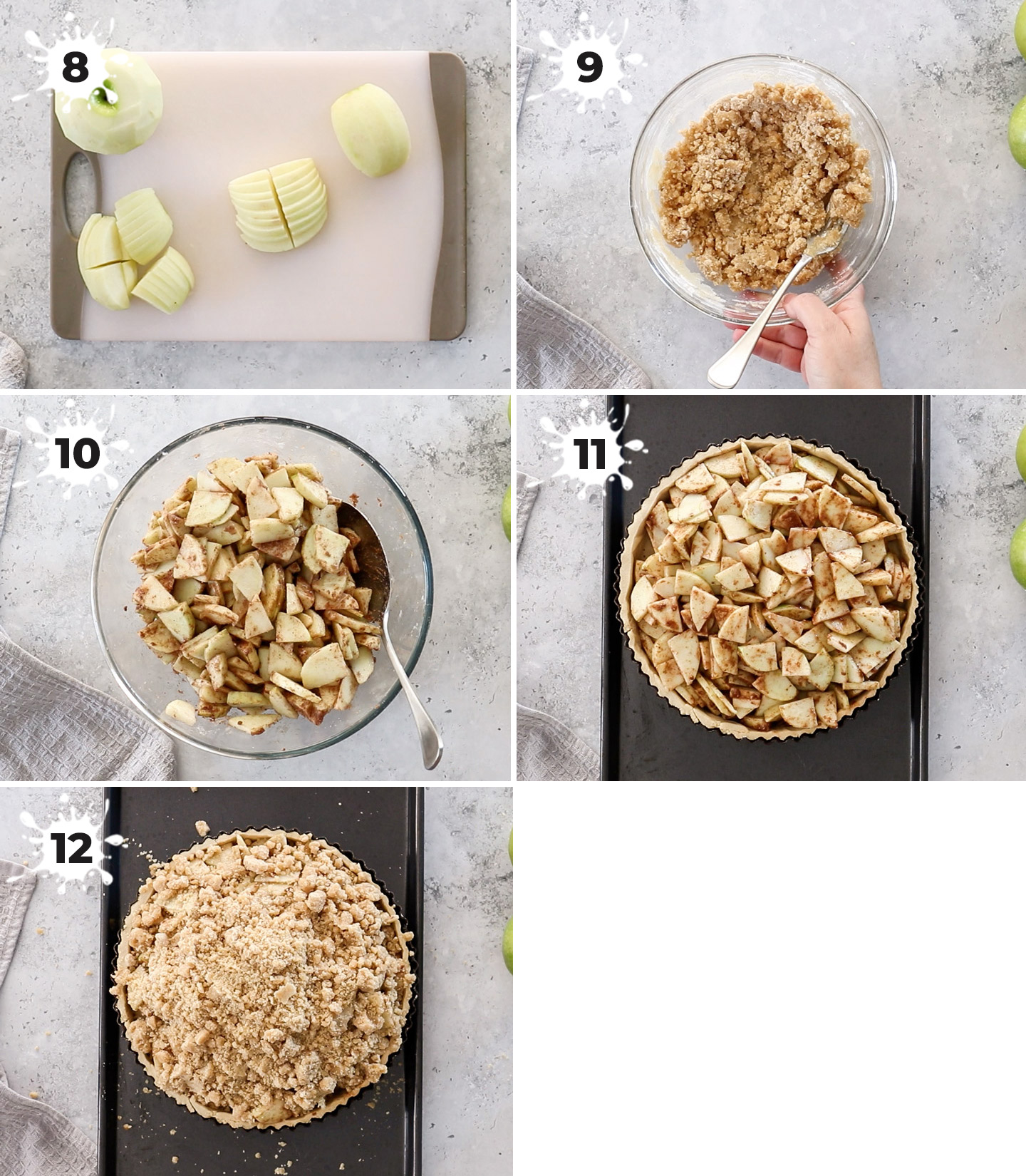 A collage showing how to make and add the filling.