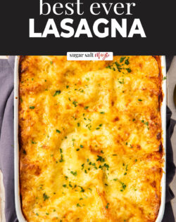 Top down view of lasagna.