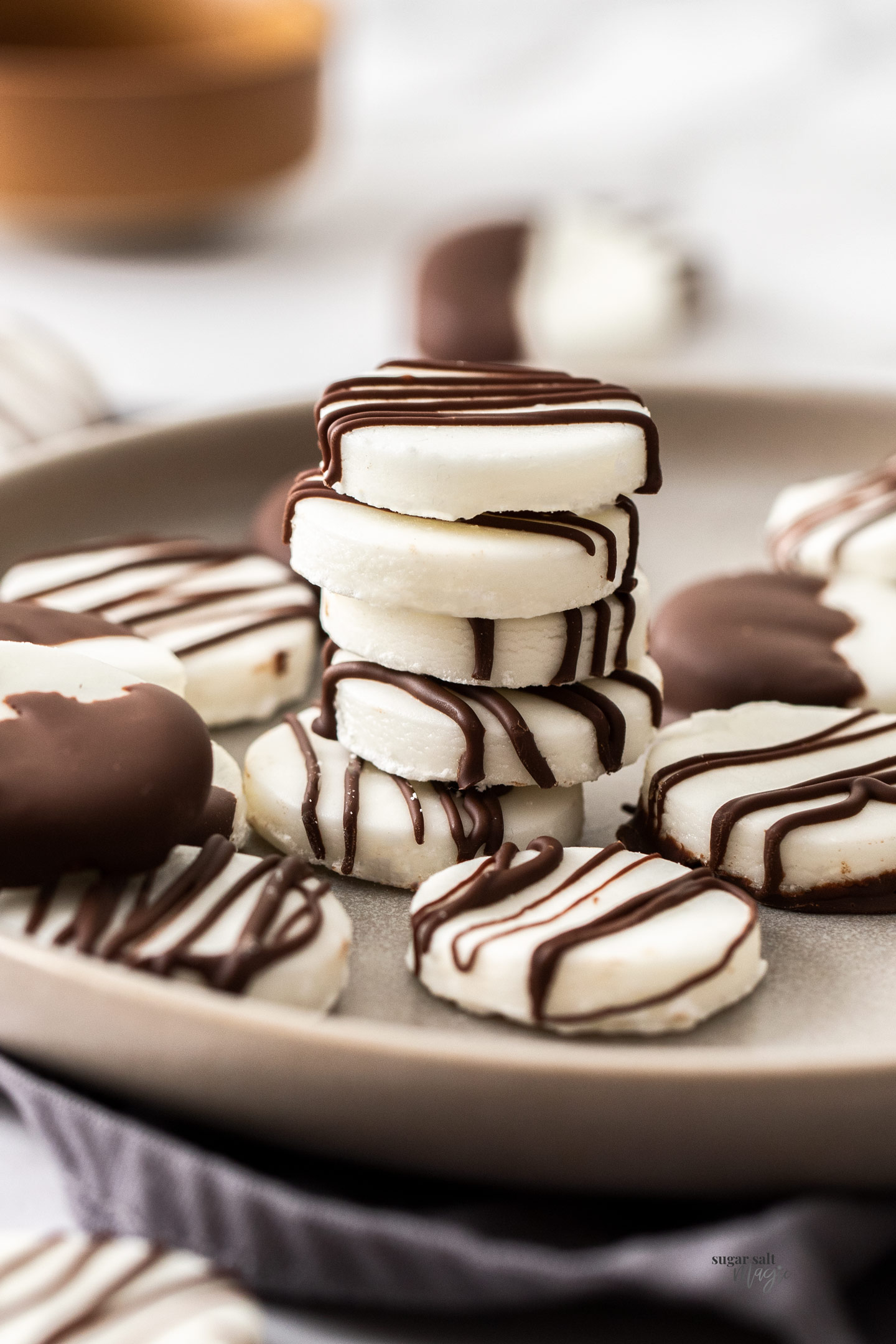 A stack of peppermint creams.