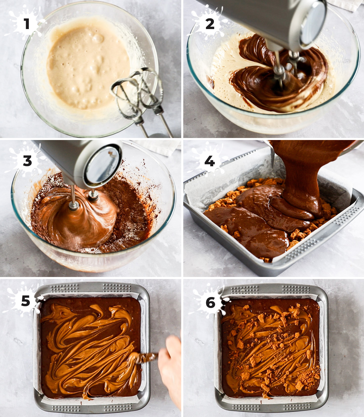 A collage showing how to make the brownies.