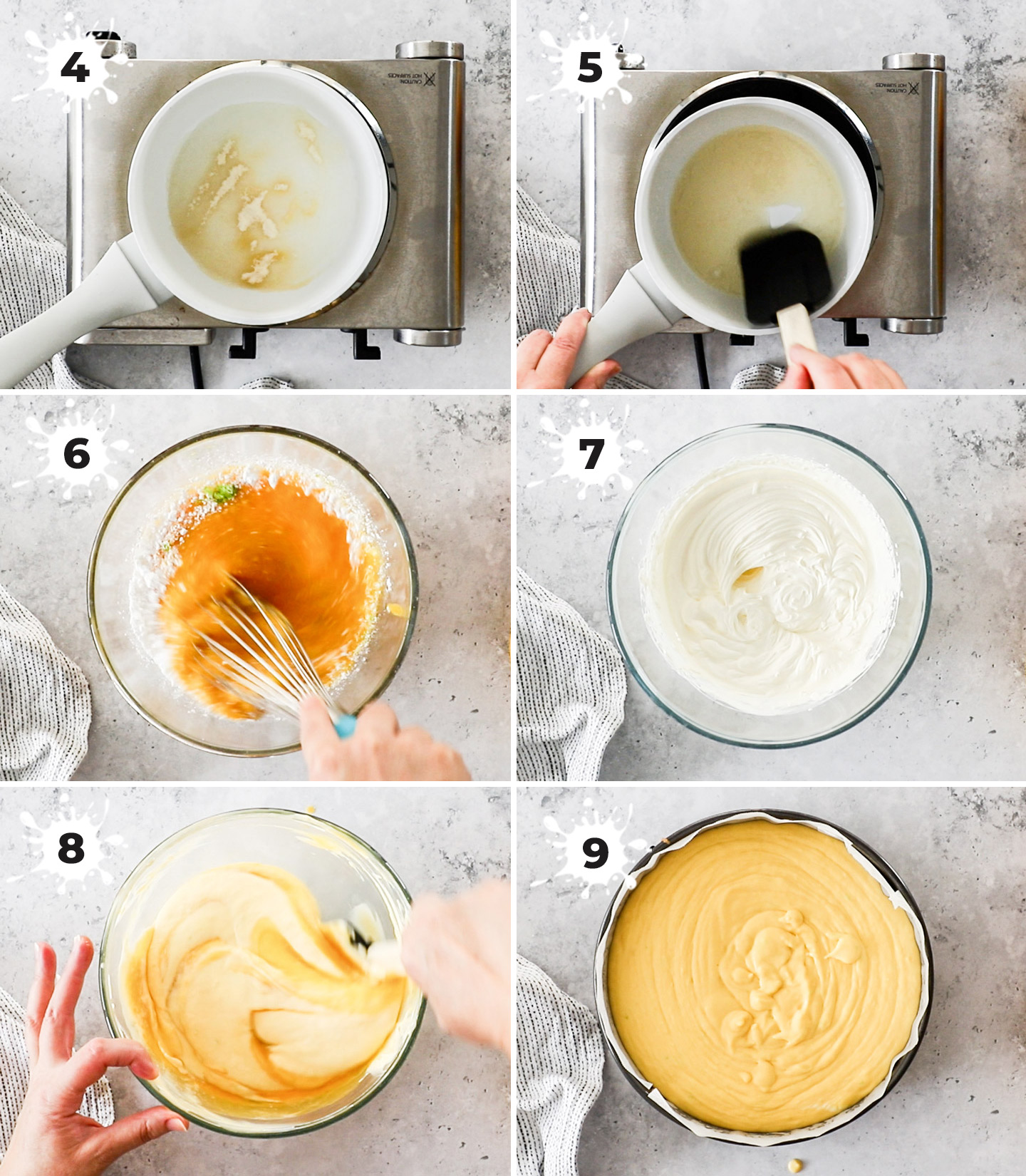 A collage showing how to make the mango mousse.