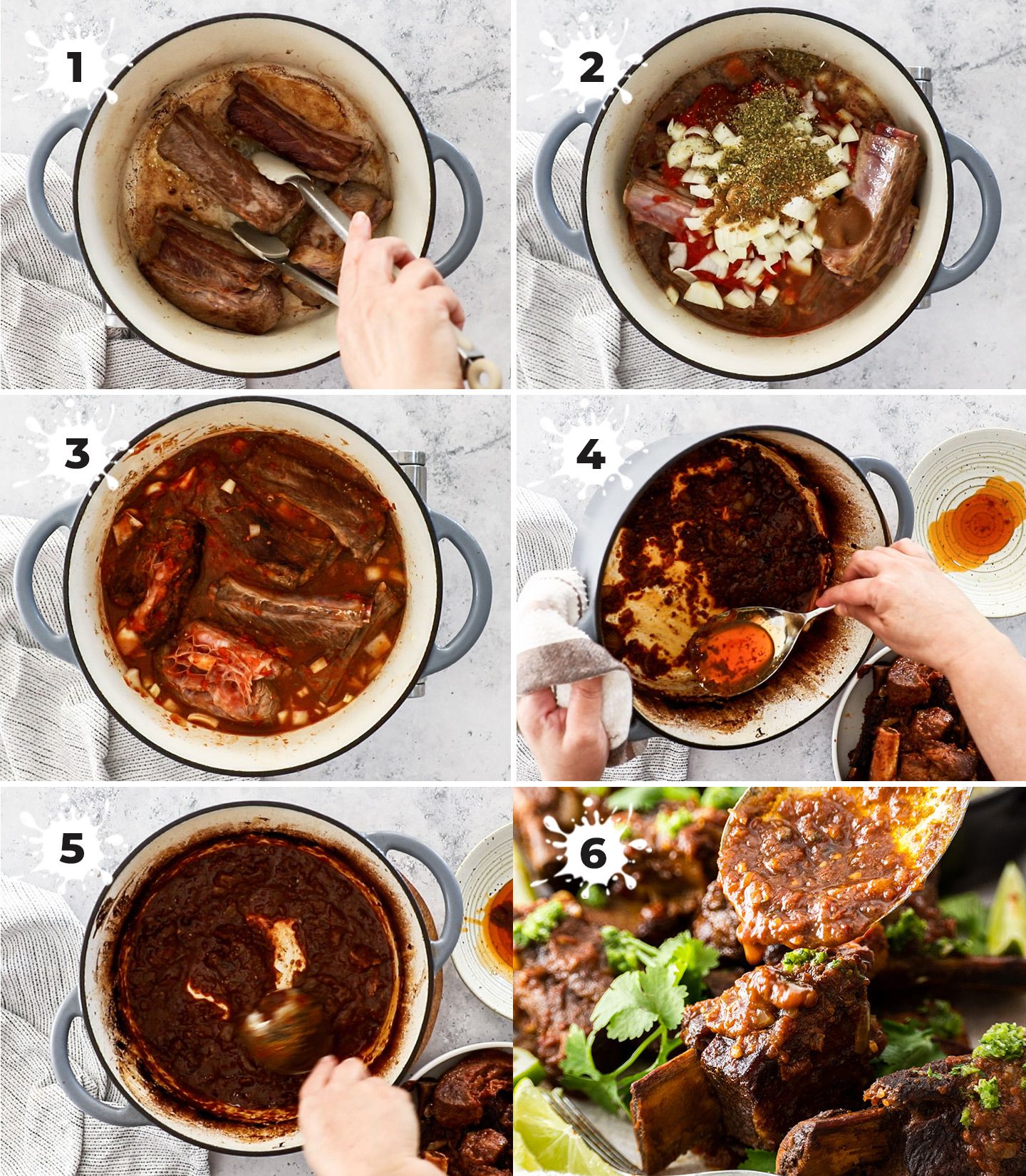 A collage showing how to make Mexican Short Ribs.