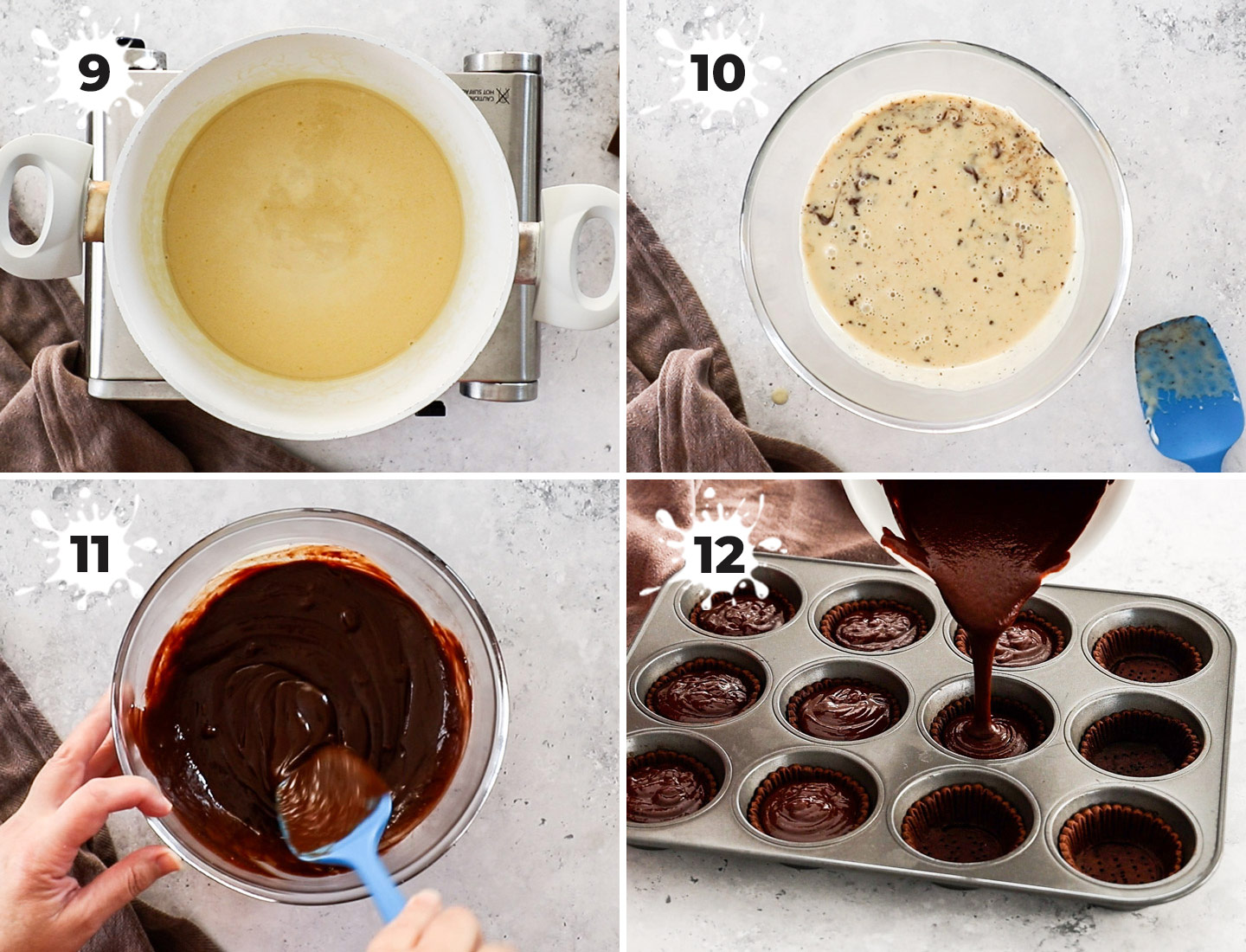 A collage showing how to make the filling.