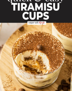 Looking into a tiramisu cup to show the layers.