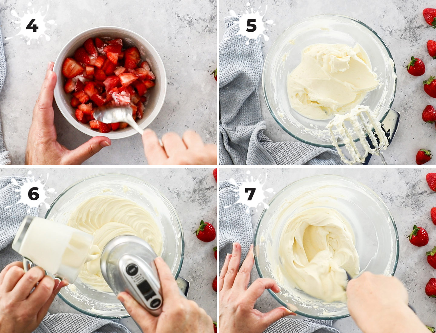 A collage showing how to prepare the filling.