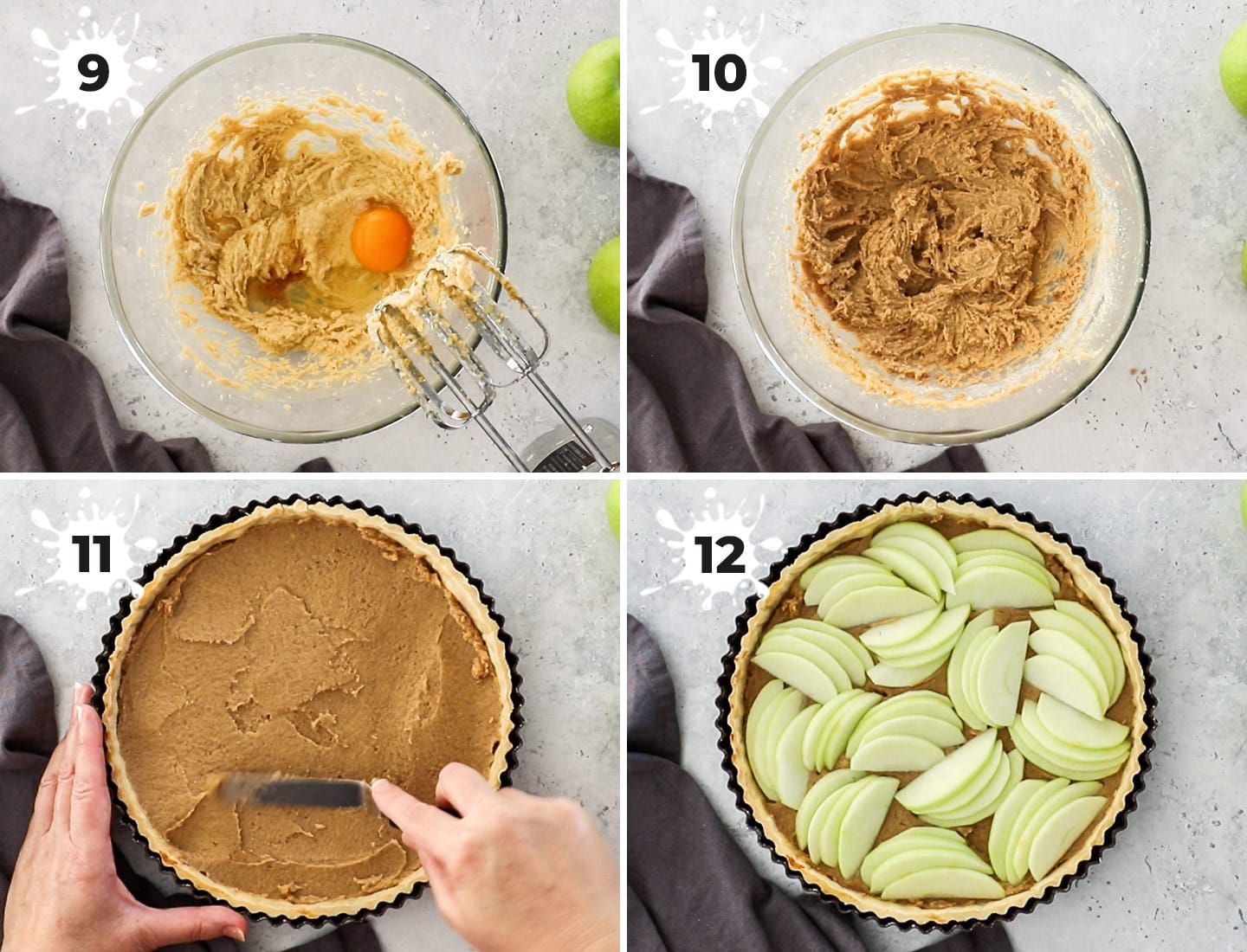 A collage showing how to make and assemble the filling.