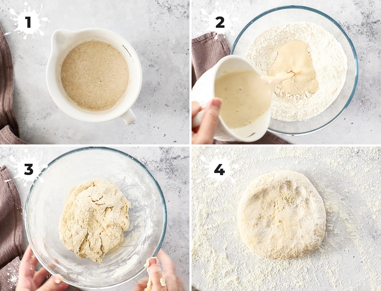 A collage showing how to make the pastry dough.