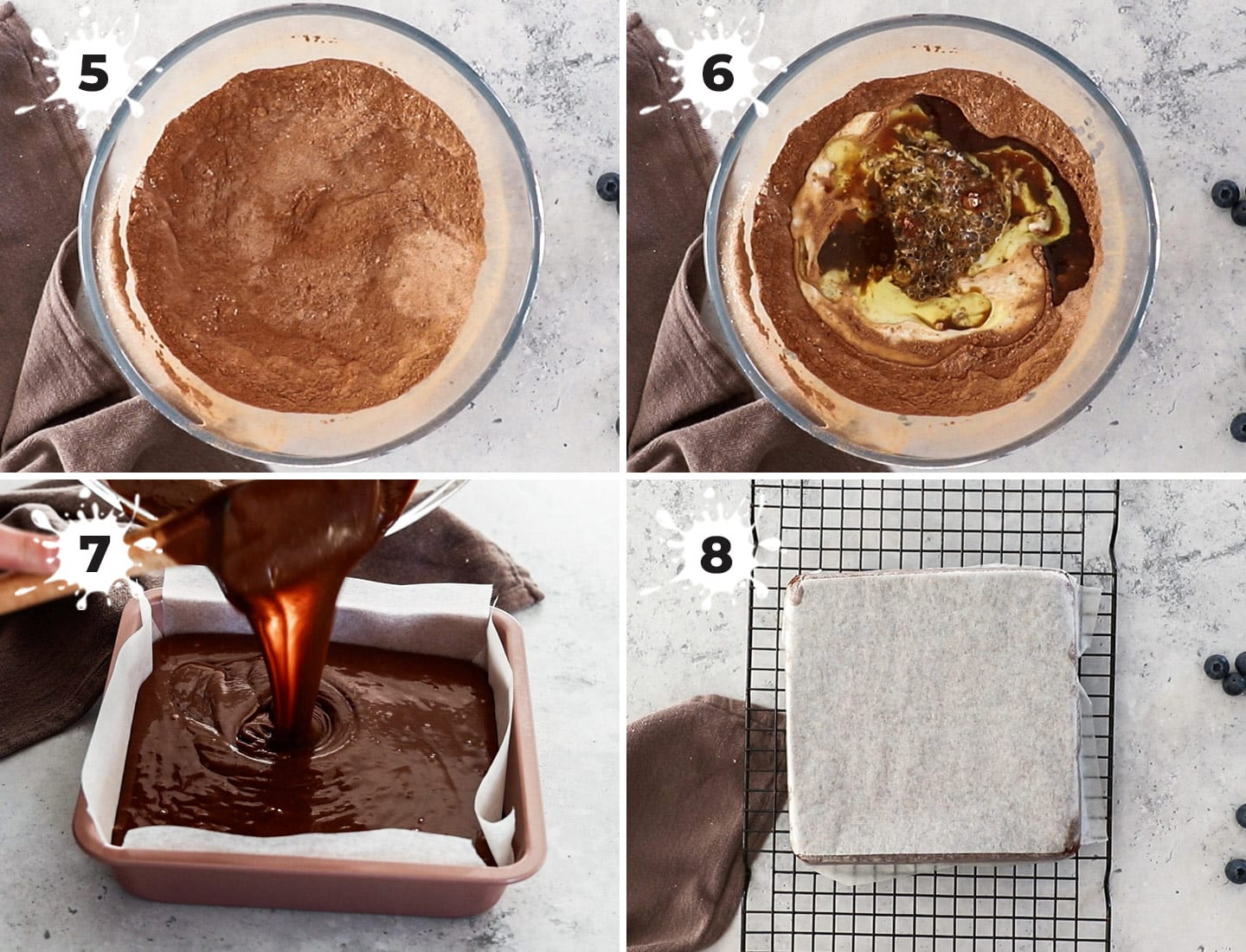 A collage showing how to prepare the batter.