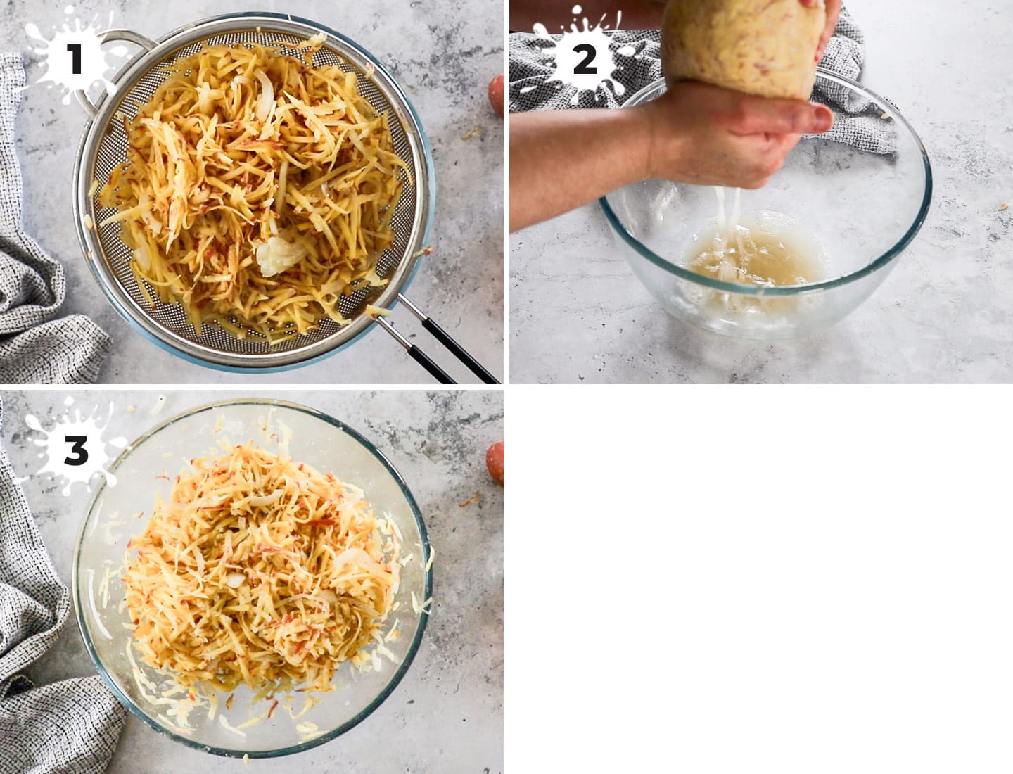 A collage showing how to prepare the potato mixture.