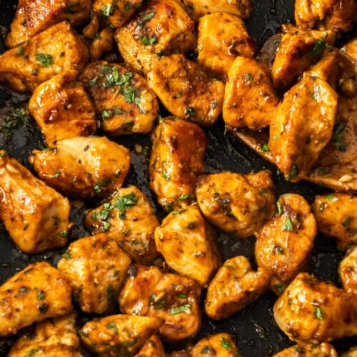 Up close of the spicy chicken bites.