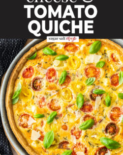Top down view of a quiche.