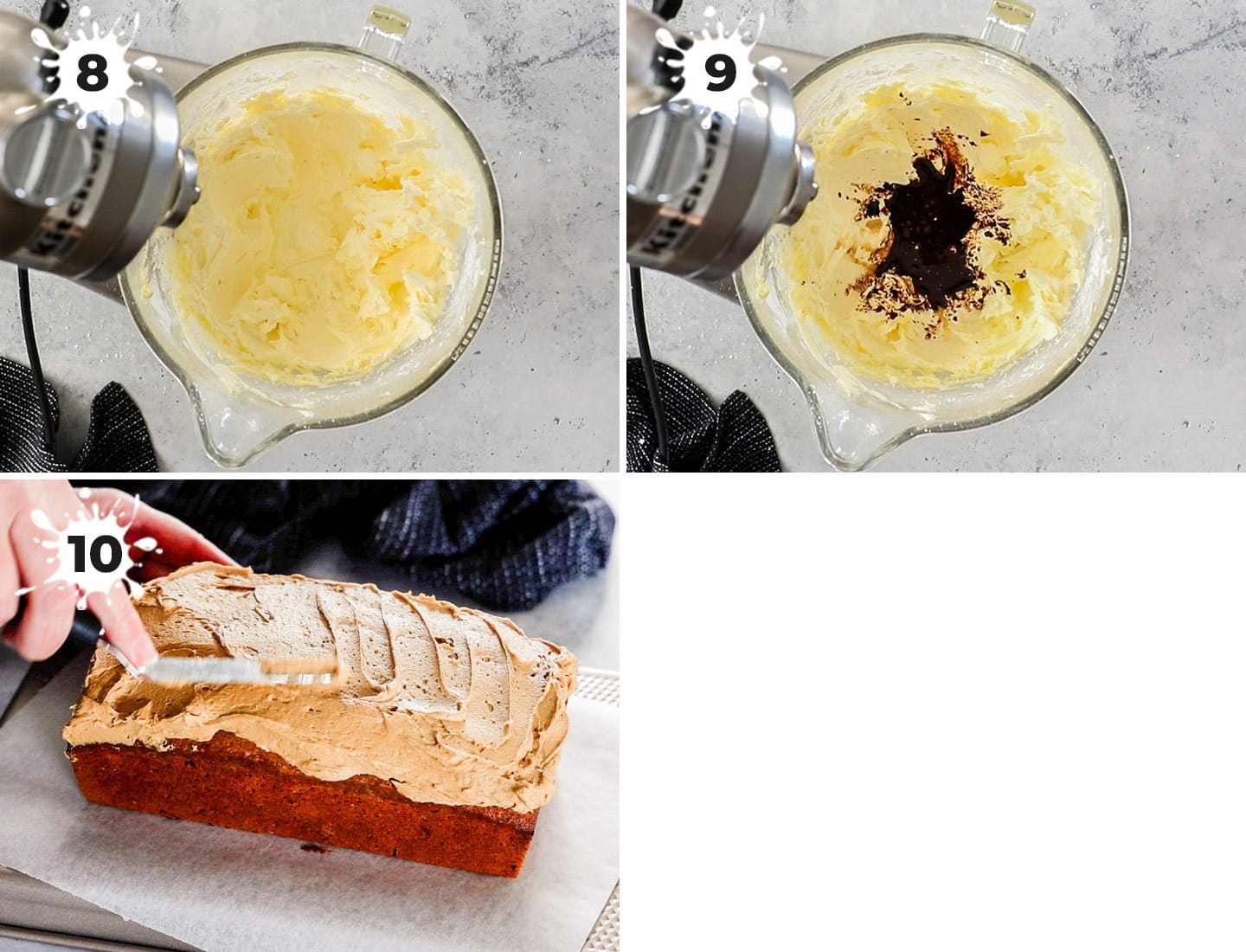 A collage showing how to make the buttercream.