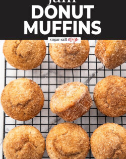 Top down view of muffins on a wire rack.