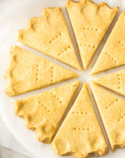 Top down view of all butter shortbread.