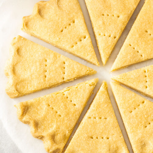 Top down view of all butter shortbread.