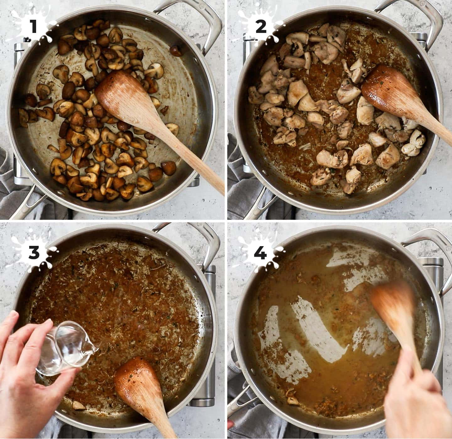 A collage showing how to cook the filling.