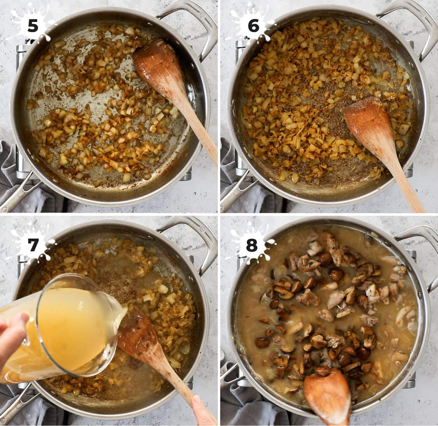A collage showing how to make the gravy.