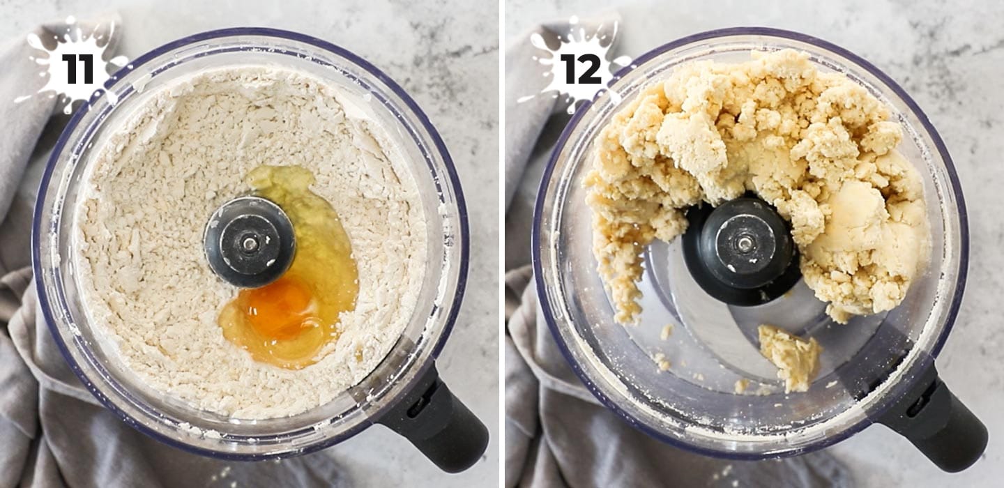 Showing how to make the pastry in a food processor.