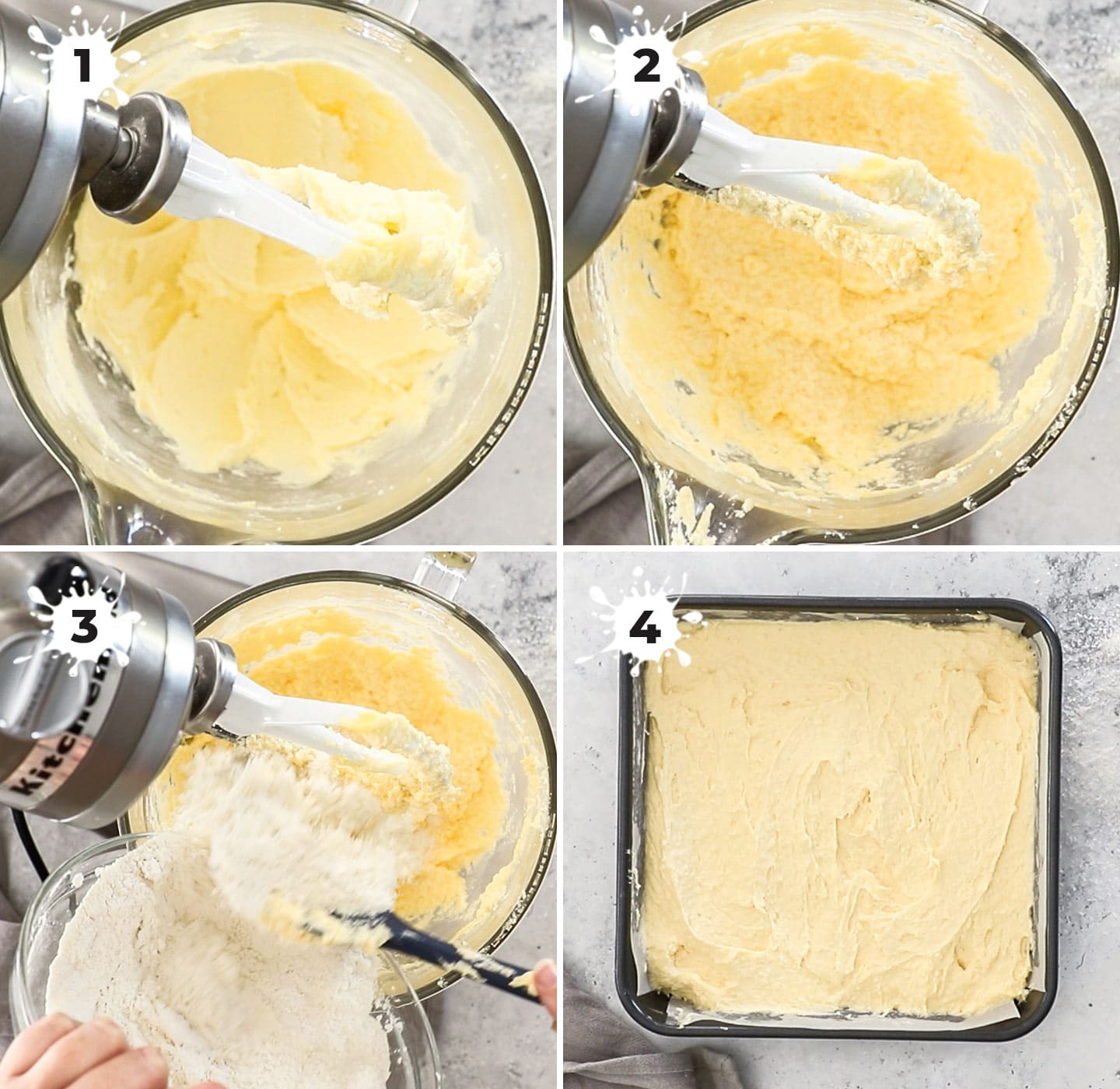 Showing how to make the batter.